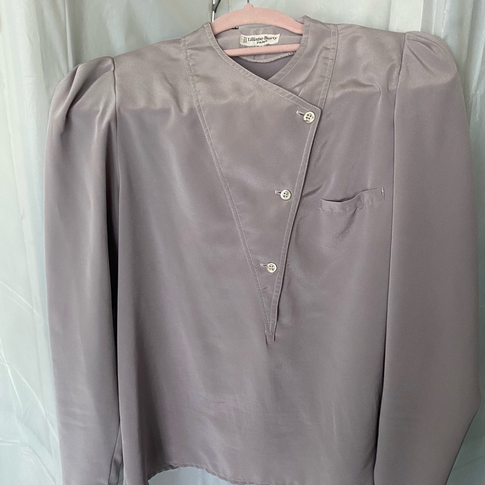 Vintage Women's Vintage grey beige top with unique details